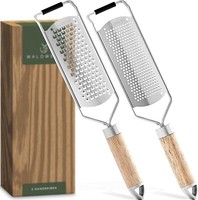 Waldwerk KäSereibe 2Er Set | Holzgriff, Edelstahl, FüR Parmesan, Muskat, Zitrone