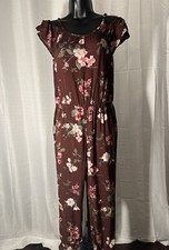 Children  s Place Floral Burgundy/Maroon Jumpsuit Large 10/12 Brand New With Tags