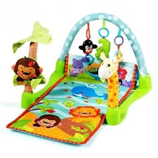 4-in-1 Baby Play Gym Mat with 3 Hanging Educational Toys - Color: Multicolor