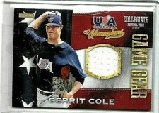 GERRIT COLE 2012 PANINI USA BASEBALL COLLEGIATE NATIONAL TEAM GAME USED JERSEY
