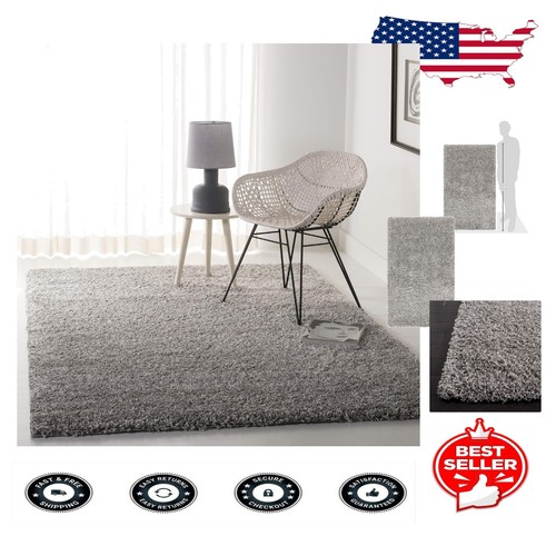 Plush 3' x 5' California Shag Rug in Silver - Non-Shedding & Easy Maintenance