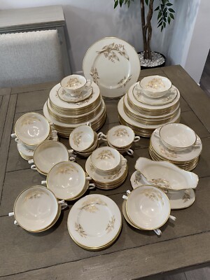 53 Piece LENOX Vintage Arrowhead Gold Dinnerware Set Plates Bowls