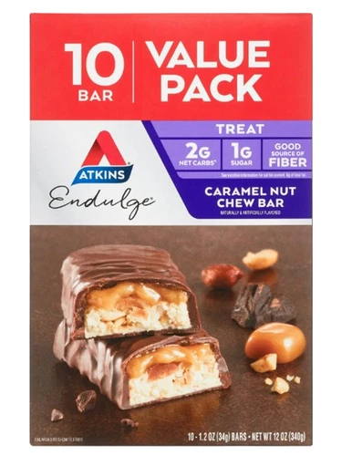 Atkins Endulge Treat, Caramel Nut Chew Bar, Keto Friendly, 30 Ct (Value Pk) - Foto 2 di 9