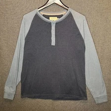 The Normal Brand Henley Shirt Mens XL Gray Long Sleeve Raglan Button Top
