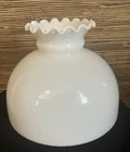 VTG Milk White Glass Ruffled Top Hurricane Lamp Shade Globe (9 3/4”)