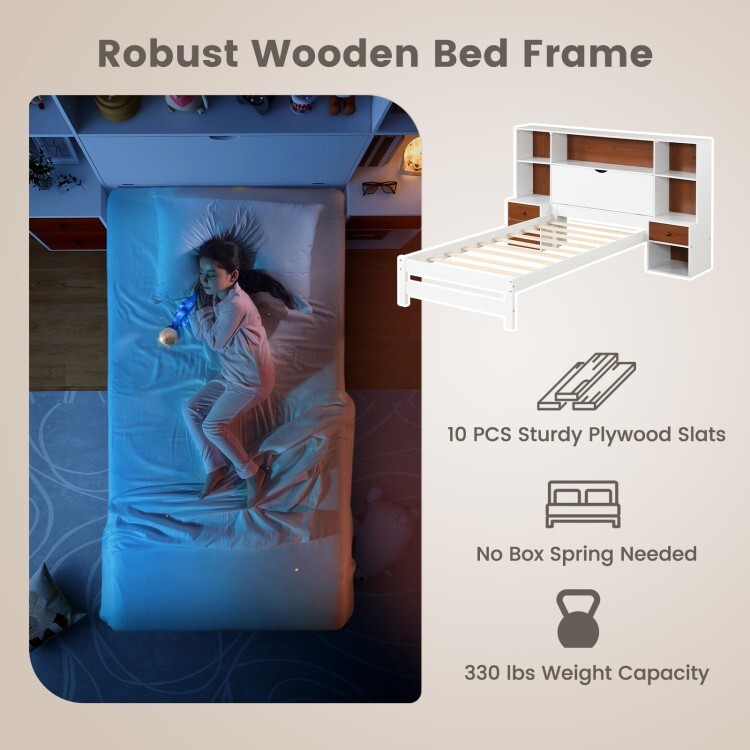 3-in-1Platform Bed Frame Furniture Set Bedroom w/Storage Headboard & Nightstands