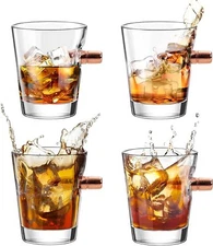Bullet Shot Glasses Set of 4, Kollea 2-Ounce Cool Shot Glasses, Crystal Whiskey 