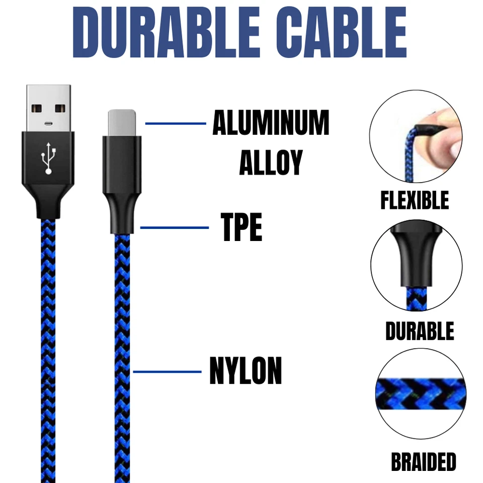 6 PACK Braided USB Fast Charger Cable 10ft Long For iPhone 14 13 12 11 XR 8 7 6 - Image 4 of 4