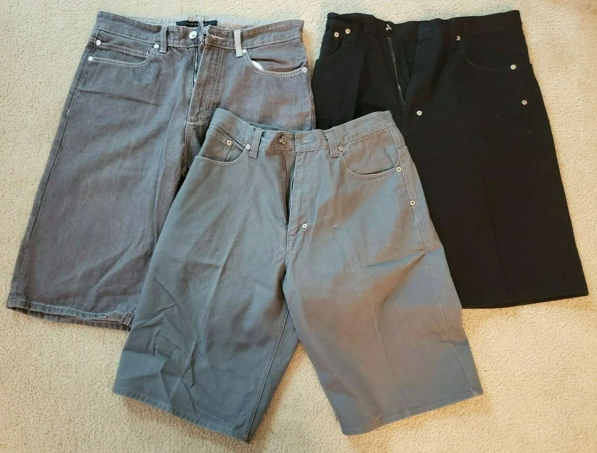 Sean John Baggy Jean Shorts PJ Mark Men Size 34 Gray Green Black