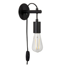Very Home Monte Plug In Wall Light - Black - Inline Switch