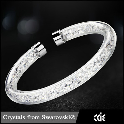 Luxus Armband Armreif Stardust Kristalle Crystal Weiß Edelstahl Geschenk Damen
