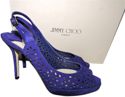 Jimmy Choo Sandals Nova Purple Perforated Slingback Pumps Peep Toe