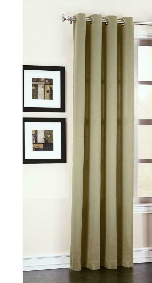 Sun Zero Taupe Gregory Room Darkening Grommet Curtain Panel 54-Inch-image