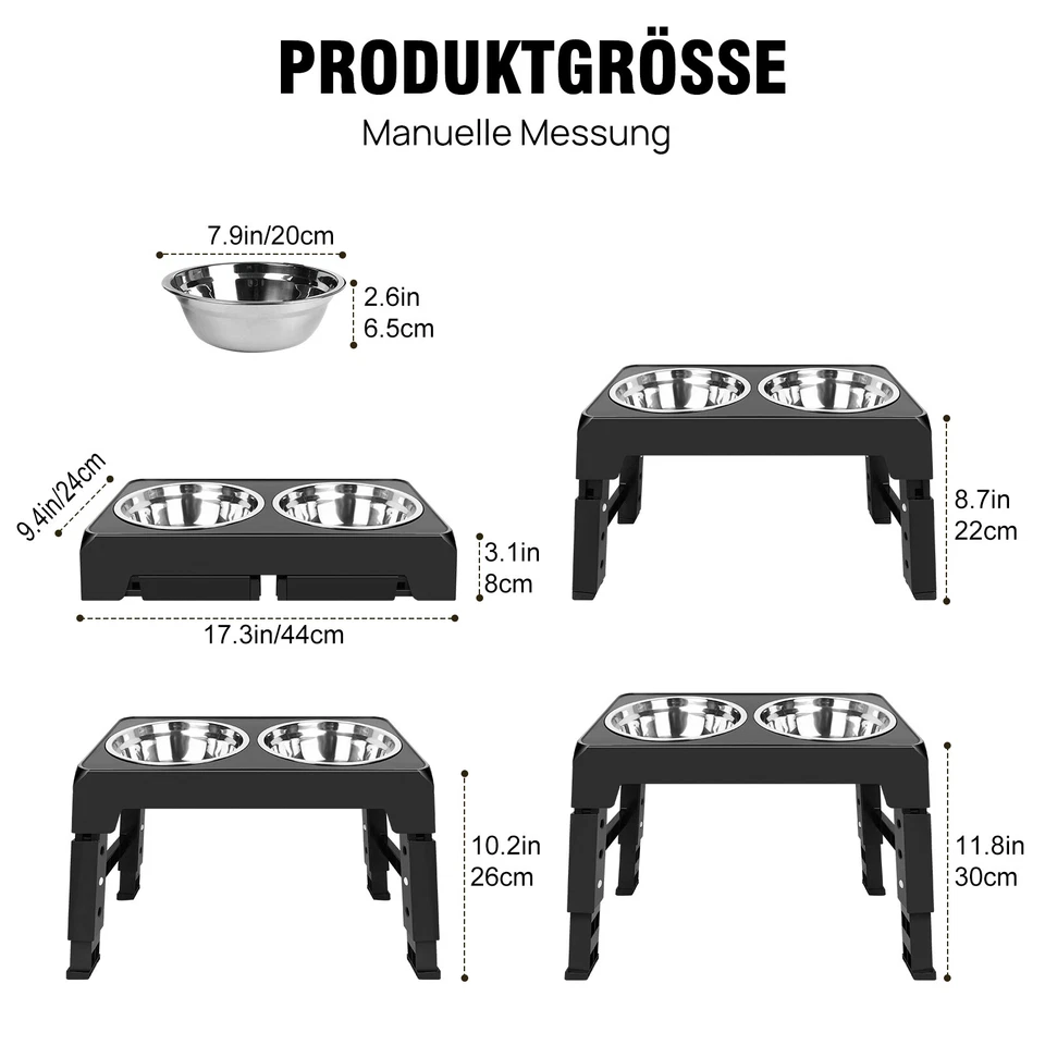 Erhöhte Hundenäpfe Futterstation Futternapf mit 2 abnehmbaren Edelstahlnäpfen - Bild 2 von 4