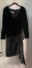 Vintage Victor Costa Black Velvet Evening Dress Big Satin Bow Sz M-L