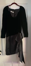 Vintage Victor Costa Black Velvet Evening Dress Big Satin Bow Sz M-L