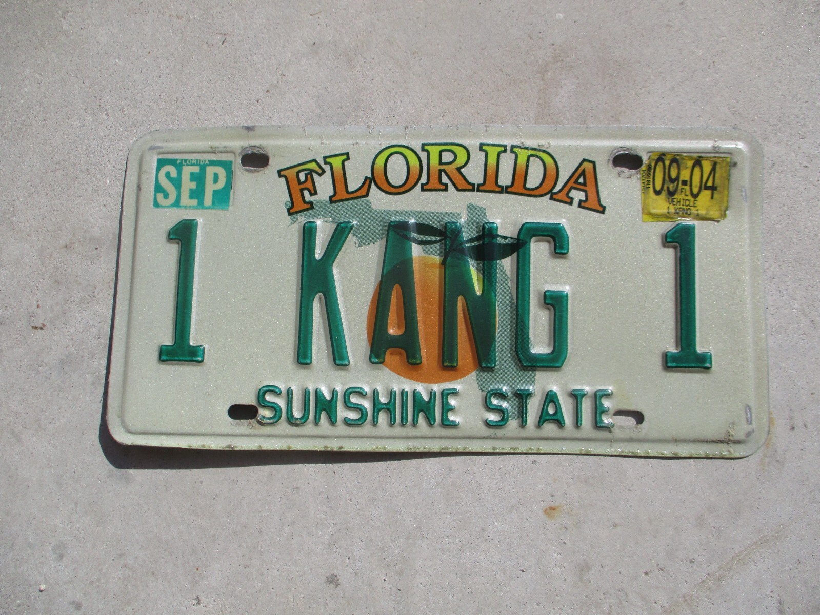 Florida vanity license plate 1 KANG 1 eBay
