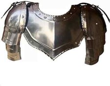 Medieval knight Armor Pair of pauldrons & gorget shoulder Armor Halloween 18Gg