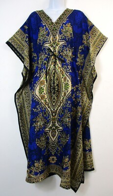 Ladies New 100% Viscose Long Printed Kaftan Dress One Size Plus