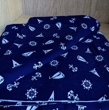Nautical Sailcloth Fabric Navy and White Print - Home Decor - 45" X 1.4 Yds