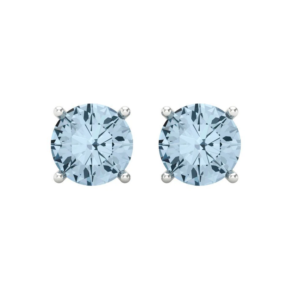 3.0 ct Round Cut Solitaire Classic Stud gem anniversary Earrings 14k White Gold - Image 3 of 4