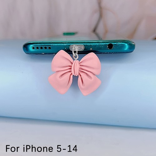 Phone Dust Plug Bow Pendant Decoration For IPhone Type-C Charging Interface _tm - Zdjęcie 8 z 10