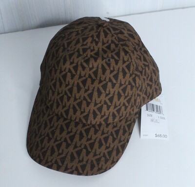 AUTHENTIC MICHAEL KORS BASEBALL HAT/CAP BROWN W/MK LOGO 