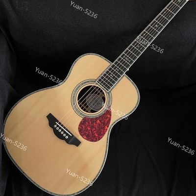 ZUWEI OM Acoustic Guitar Natural Gloss Solid Spruce Top Abalone Binding