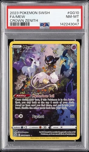 2023 POKEMON SWORD & SHIELD CROWN ZENITH #GG10 FULL ART/MEW PSA 8