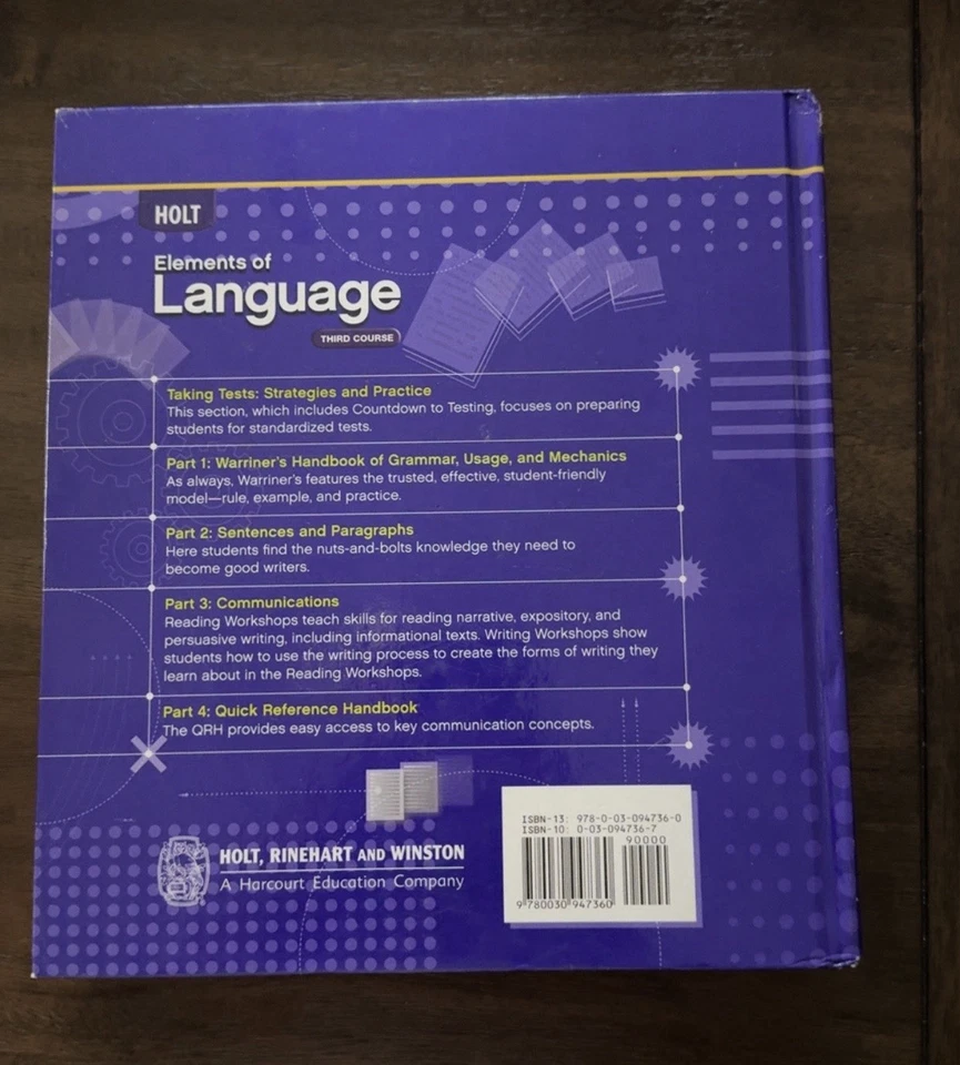 ELEMENTS OF LANGUAGE: THIRD COURSE, TEACHER EDITION By Odell Irvin - Hardcover - Image 2 of 4