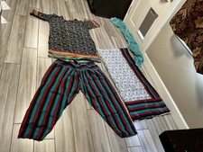 Cotton Paisley Flower salwar kameez with dupatta Set, 46  Bust, 36  Long, Great