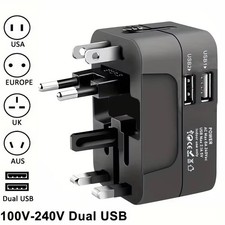 Universal Travel Adapter Dual USB Charging Ports Wall AC Power Plug Socket EU US