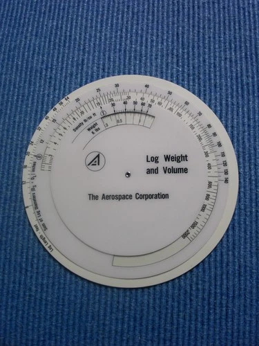 Rechenscheibe Log Weight and Volume von The Aerospace Corporation