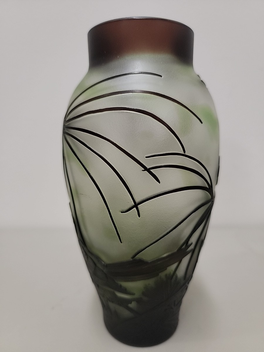 Vintage Chinese Peking Glass Hand Carved Vase.Birds 8” | eBay
