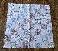 Handmade Pink Baby Girls Floral Patchwork Quilt 36"X36"