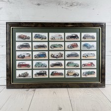 Jonh players cigarette cards Wooden Framed Set of 25 Vintage Motor Cars 40x30cm