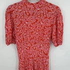 Ghost London Dress Womens Small Red Pink Floral Maxi Puff Sleeve Viscose Boho