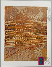 Vintage Indian Abstract Krishna Reddy Three Figures Lithograph Print Signed #2