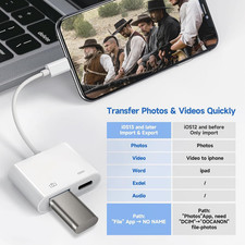  Apple Mfi Certified Lightning to USB Camera Adapter with Charging Port for ...
