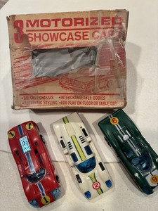 VTG 1972 Ideal Mini Motorific 3 Motorized Showcase Slot Cars & Orig Box & Insert
