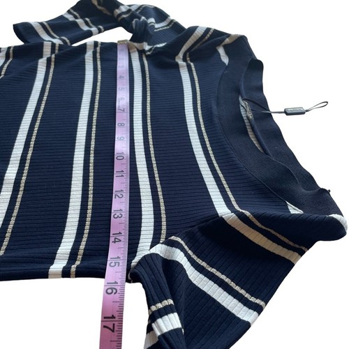 Women's Massimo Dutti Navy Striped Boat Neck Maxi Long Sleeve Knit Dress sz XS - Picture 8 of 10