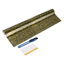 1Set 20" x 5ft PET Carbon Fiber Vinyl Wrap with Scraper, Gold