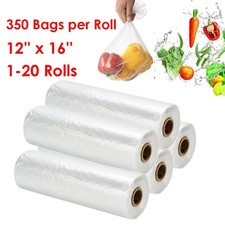 12'' x 16'' Clear Plastic Produce Bags 350 on a Roll Kitchen Food Storage Bags
