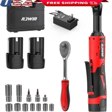 16.8V Electric Cordless Ratchet Wrench 3/8" Mechanic Tool Set 2 Batteries New