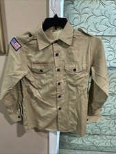 Boy Scout BSA UNIFORM Tan SHIRT Youth Large Long Sleeve J86