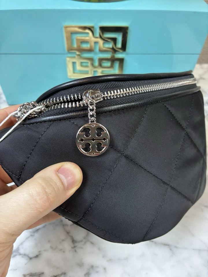 Nuevo con etiquetas Bolso Cinturón Tory Burch Willa Acolchado Nylon Negro con Herrajes Plateados - Precio de venta sugerido por el fabricante $348 Foto 4 de 4