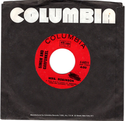 Simon And Garfunkel   Mrs. Robinson 1968 Columbia Rock VG Plays Perfectly