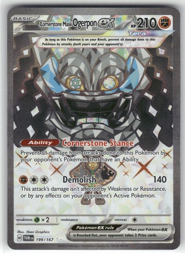 Cornerstone Mask Ogerpon ex 199/167 Twilight Masquerade Pokemon Holo NM