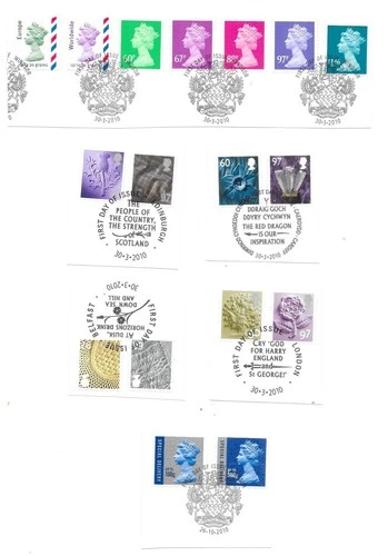 GB 2010 yearset definitives UK ,regional + special delivery used stamps on piece