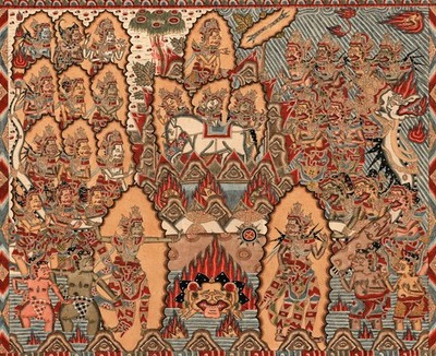 INDONESIA BALI ISLAND, KAMASAN VILLAGE PAINTING, 1987 - BALINESE ART